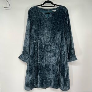 Garnet Hill Silk Blend Velvet Burnout Long Sleeve Dress